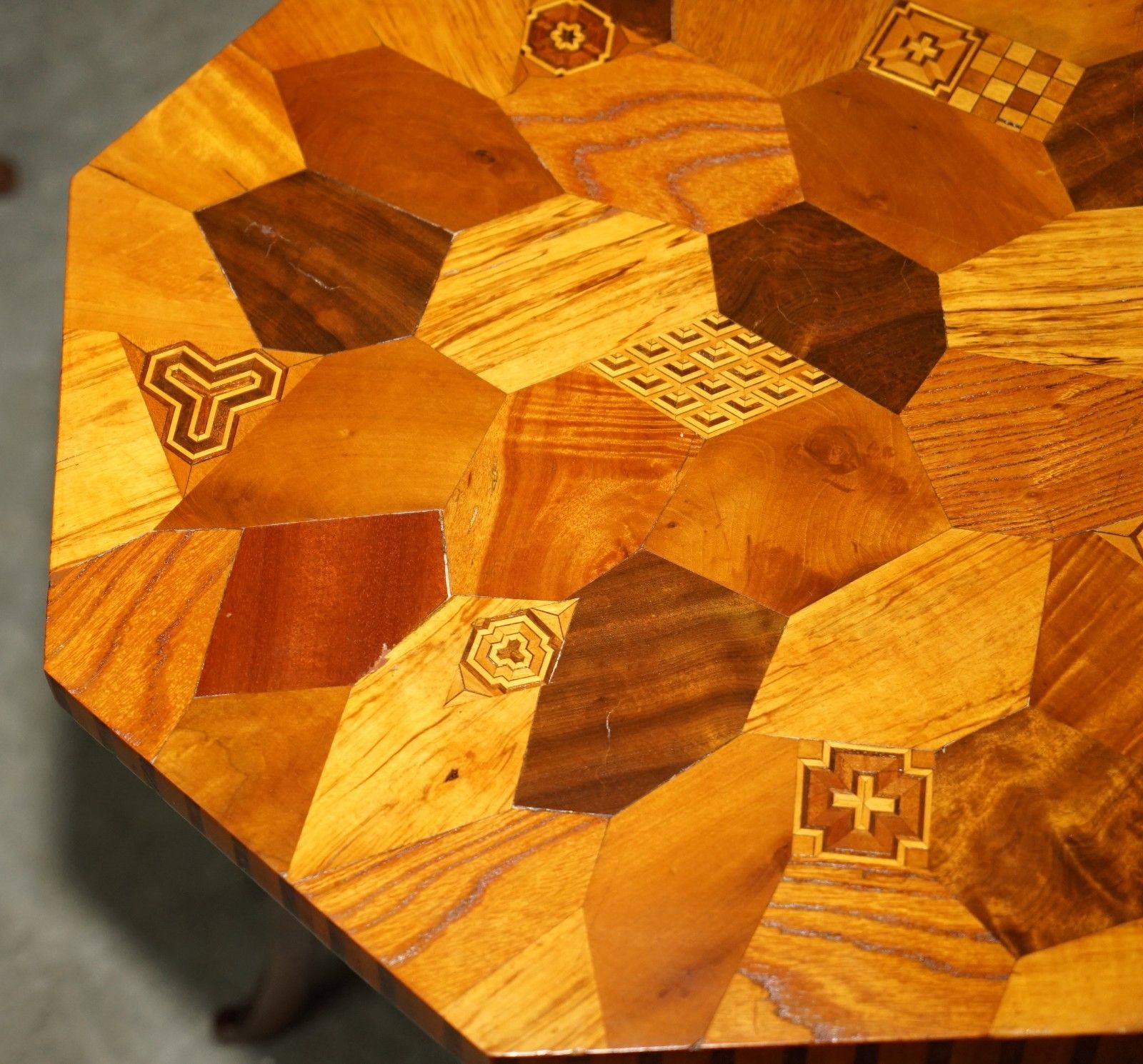 Pair Of Antique Victorian Parquetry Specimen Sample Wood Inlaid Side End Tables photo vinterior