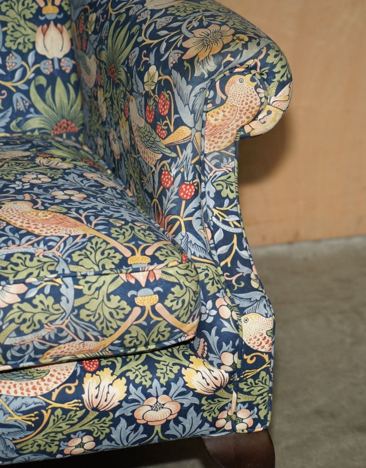 photo vinterior Stunningly Restored William Morris Strawberry Thief Fabric Wingback Armchair