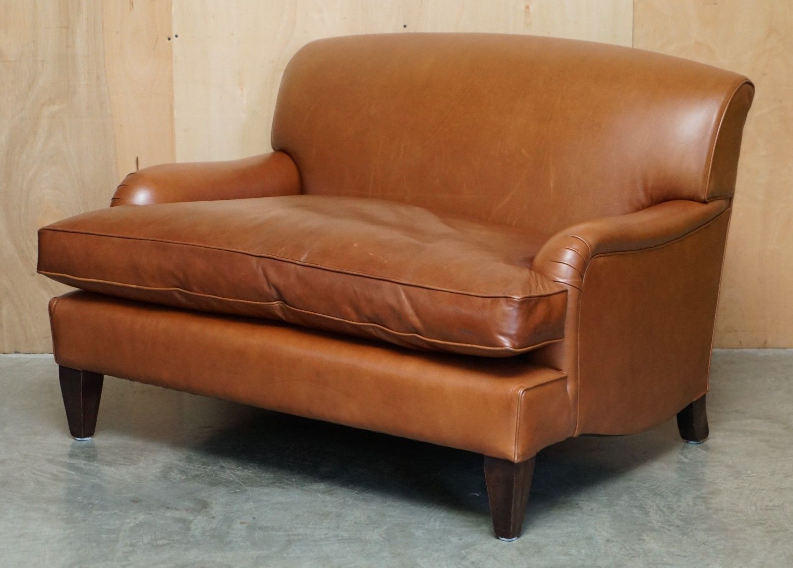 Extra Large Howard George Smith Style Brown Leather Love Seat Armchair Sofa photo furniture