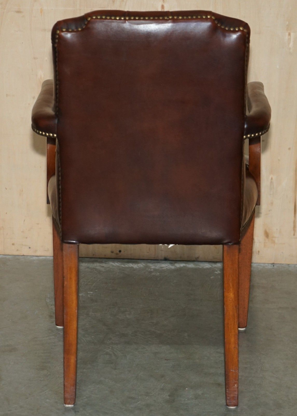 photo buy George II Style Chesterfield Brown Leather Gainsborough Carver Office Armchair