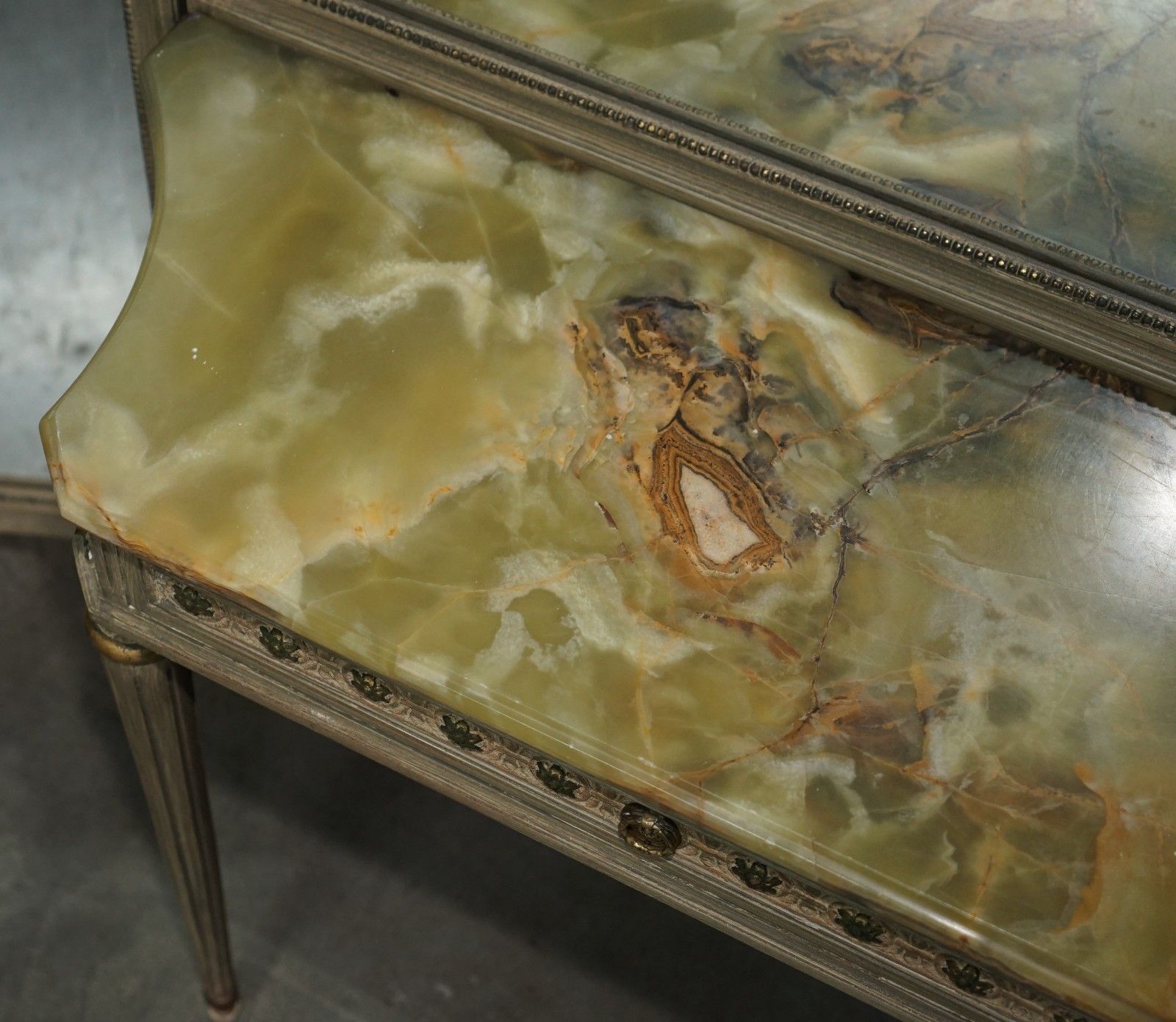 Antique French Louis XVI Style Dressing Room Console Table Full Length Mirror photo vinterior