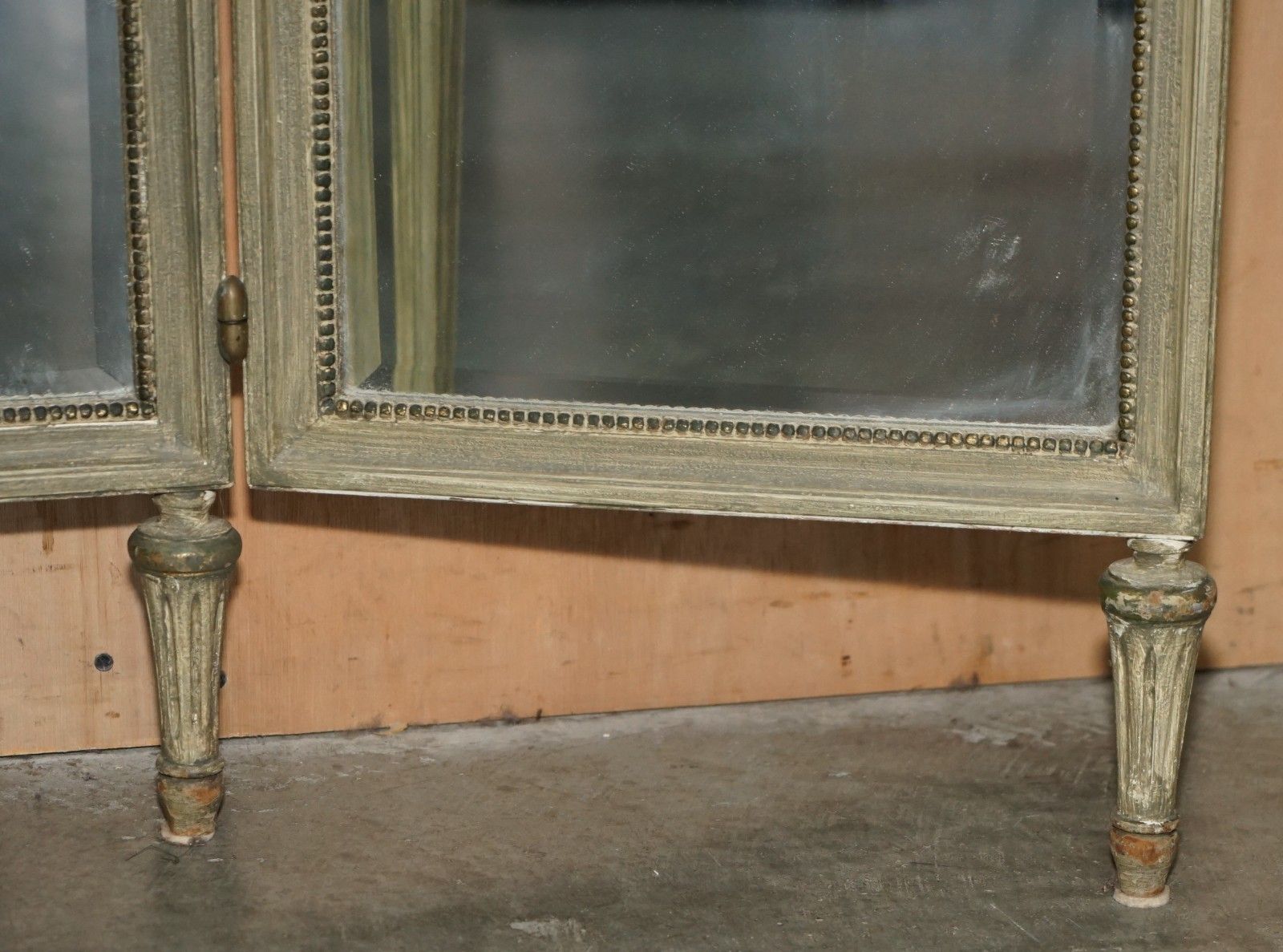 photo vinterior Antique French Louis XVI Style Dressing Room Console Table Full Length Mirror