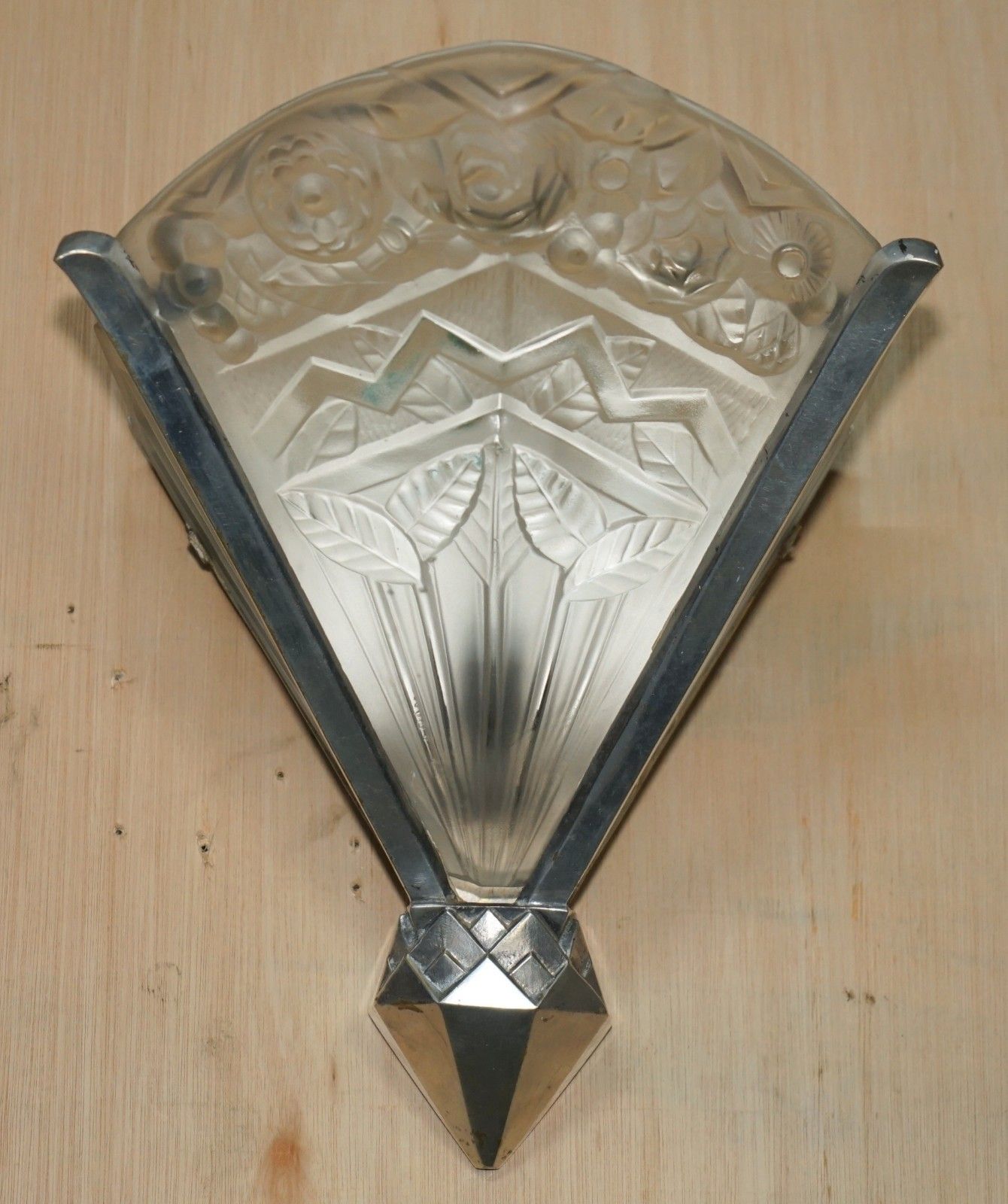 photo buy Pair Of Antique French Art Deco Jean Noverdy France Depost Stamped Wall Sconces