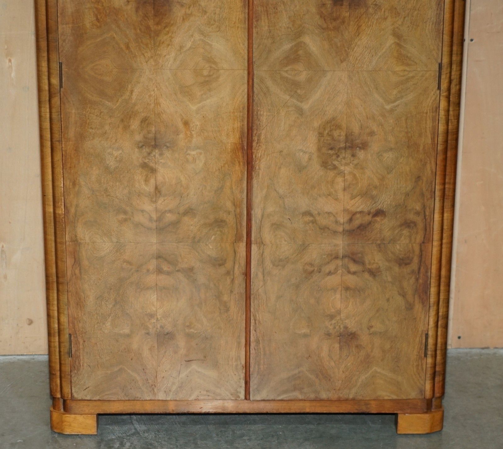 Small 153cm Tall Art Deco Circa 1930's Satin Burr Walnut Wardrobe Part Of Suite photo 1450.0
