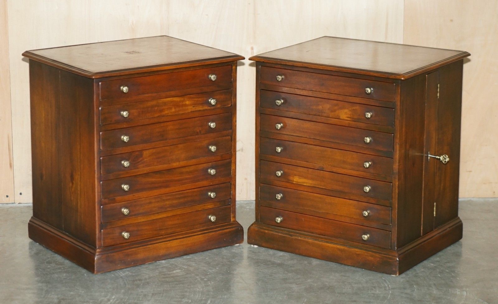 Unique Pair Of Lockable Theodore Alexander Nightstand Collectors Drawers Tables photo furniture