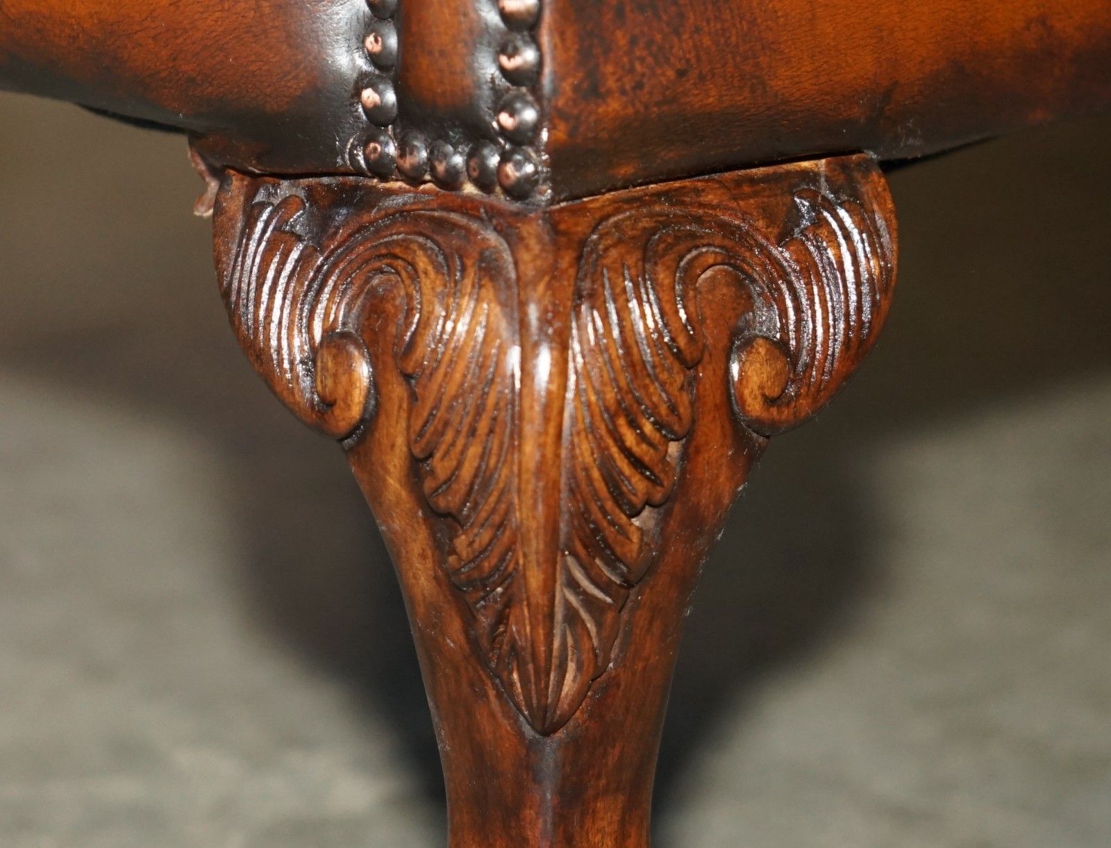 photo for sale Restored Claw & Ball Feet Chesterfield Tufted Brown Leather Wingback Armchair