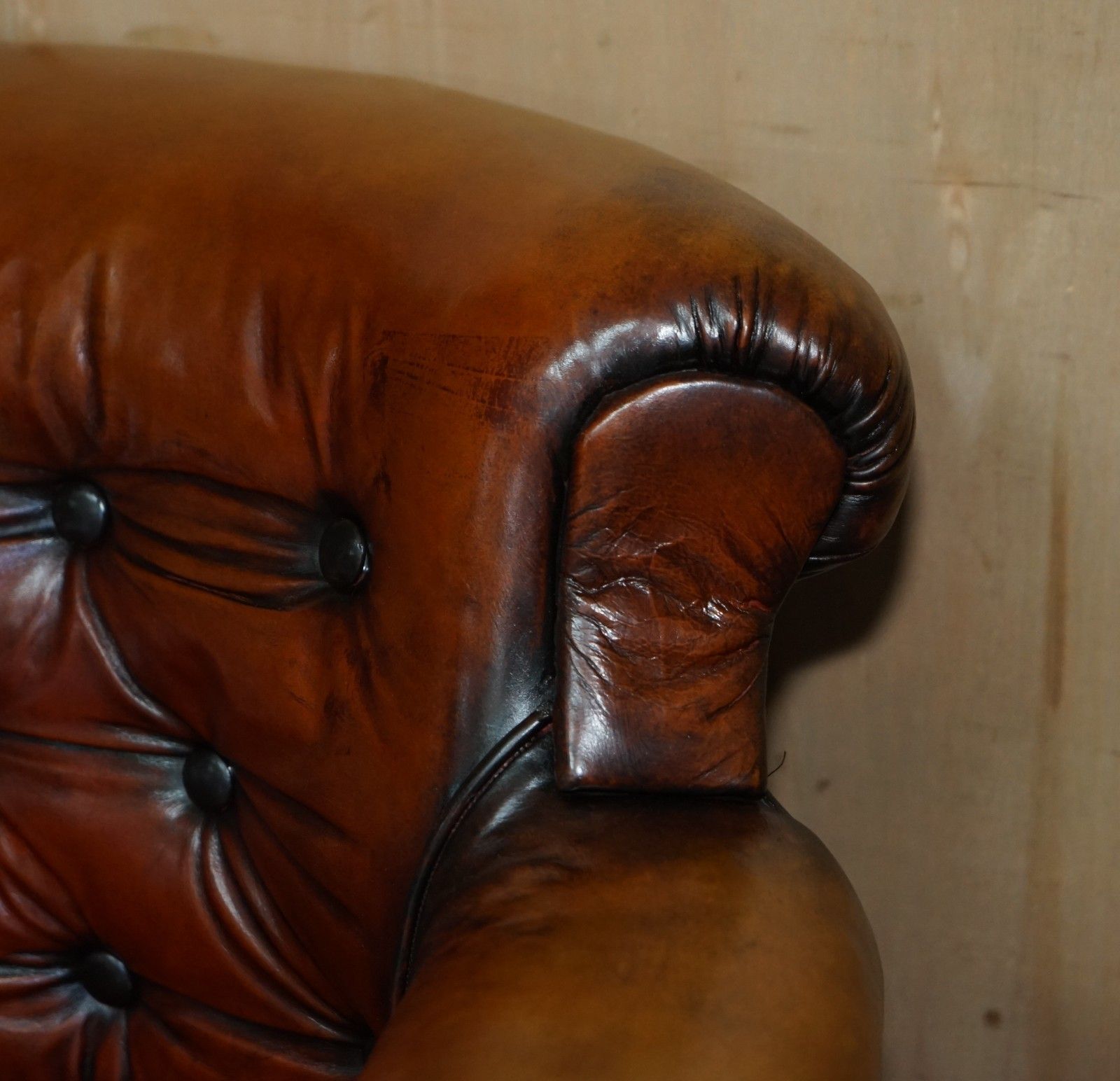 Fully Restored Edwardian Chesterfield Hand Dyed Brown Leather Tub Club Armchair photo 2850.0