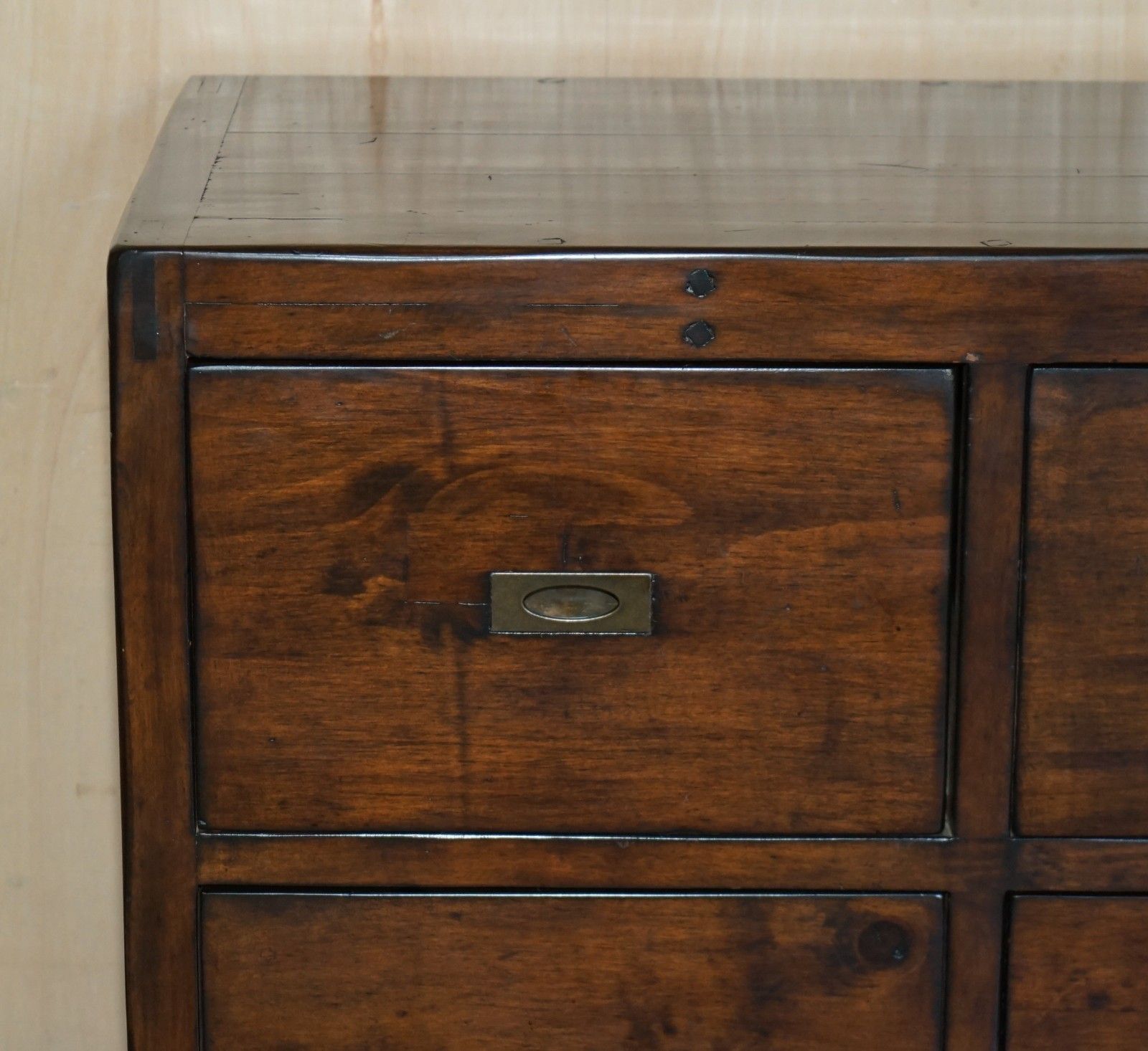 Lovely Large Vintage Hardwood Military Campaign Style Chest Of Drawers Part Set photo Furniture