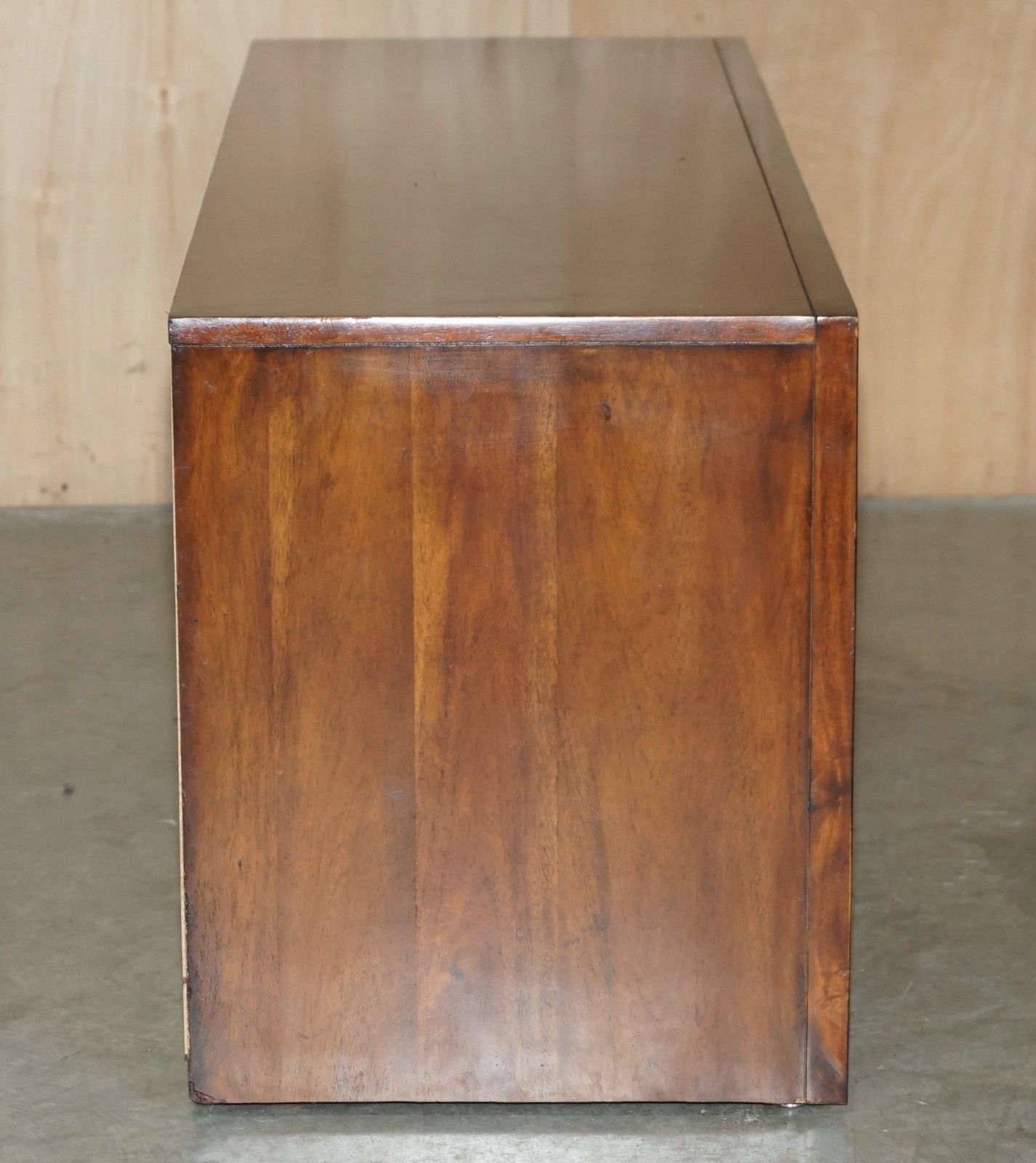 950.0 Lovely Vintage Hardwood Military Campaign Style Sideboard Tv Media Unit Part Set photo