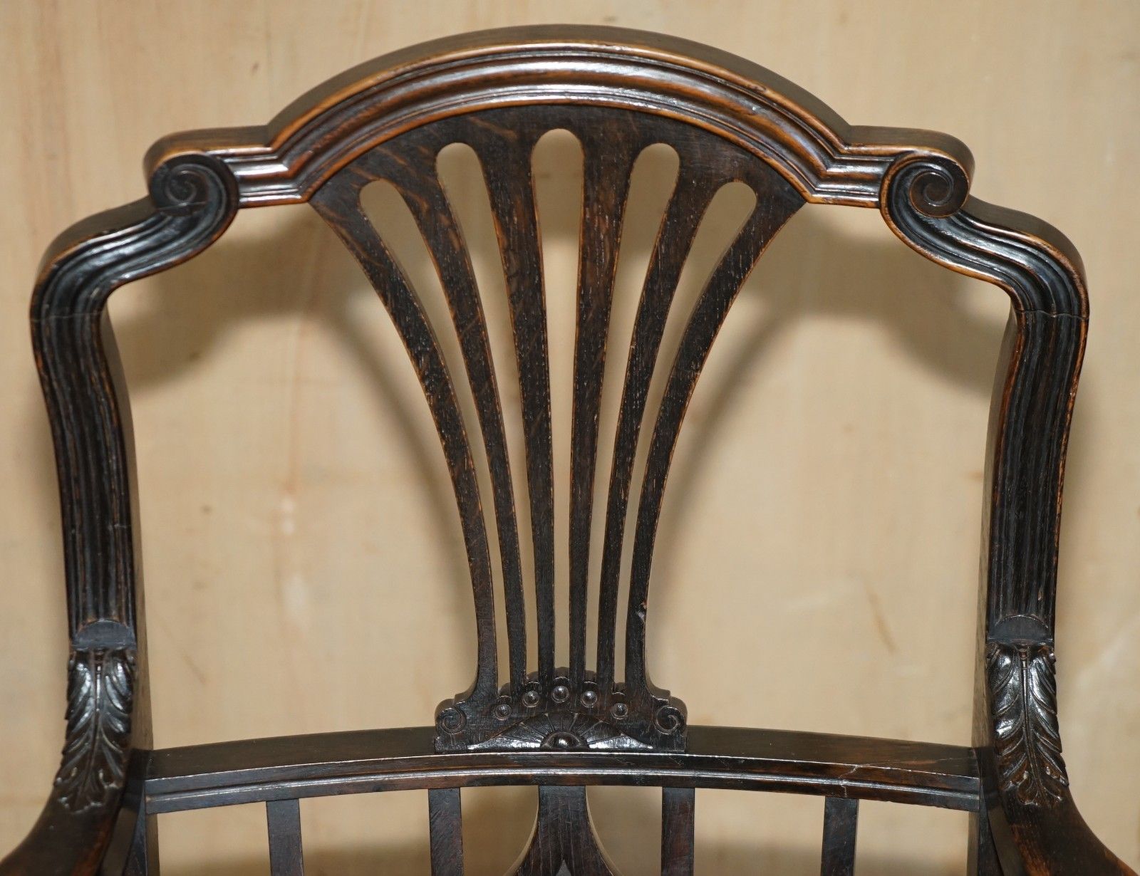 One Of A Kind 1888 Dated Hand Carved Armchair Made From 3000 Year Old Timber photo vintage