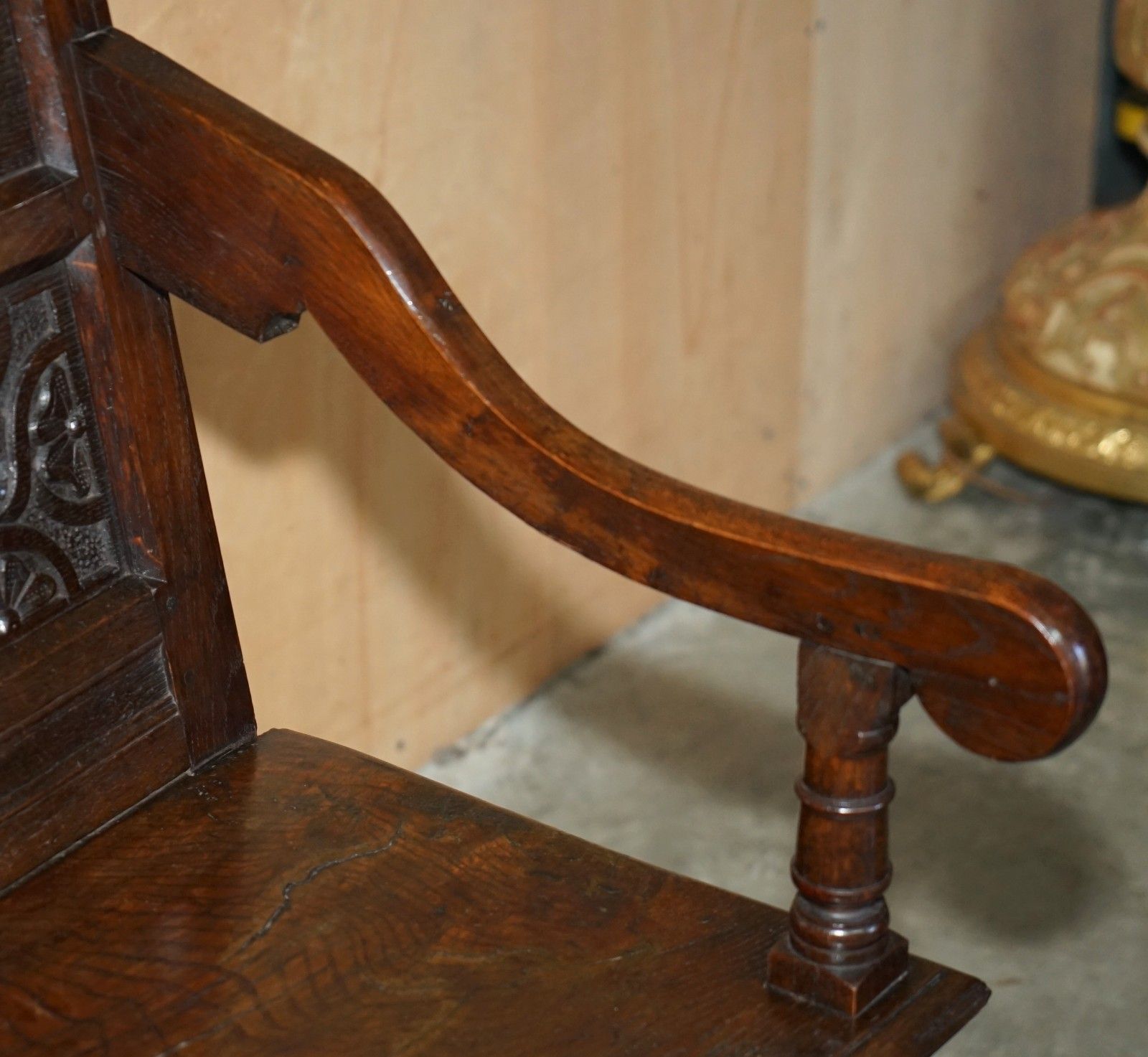 photo vinterior Antique Exceptionally Rare 1677 Dated John Hall Armchair Northern England Oak