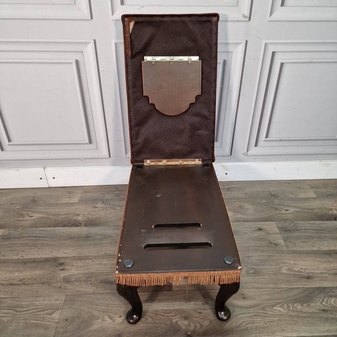 Antique Style Adjustable Footstool Mahogany Cabriole Legs Foot Rest Vintage photo vinterior