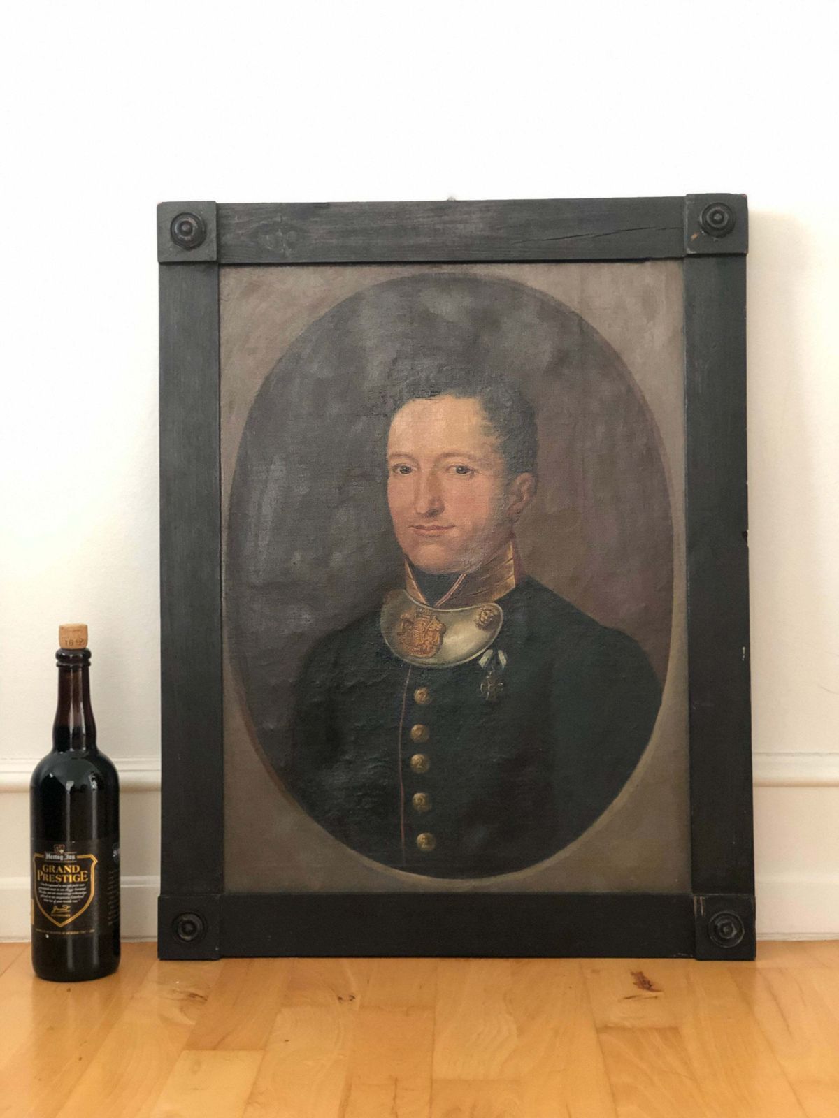 Antique Portrait Painting Of A German Baron In Military Uniform, C. 1870 photo vintage