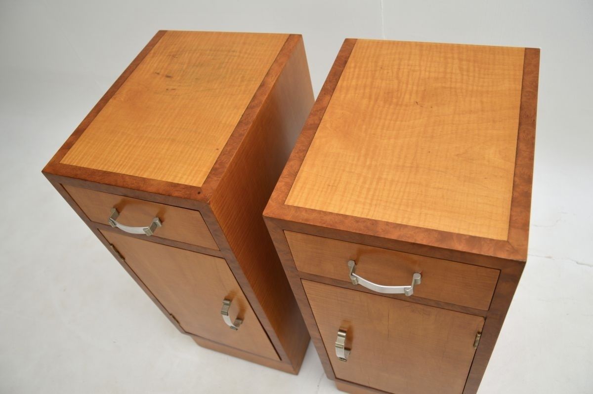 Pair Of Art Deco Satinwood And Walnut Bedside Cabinets photo for sale