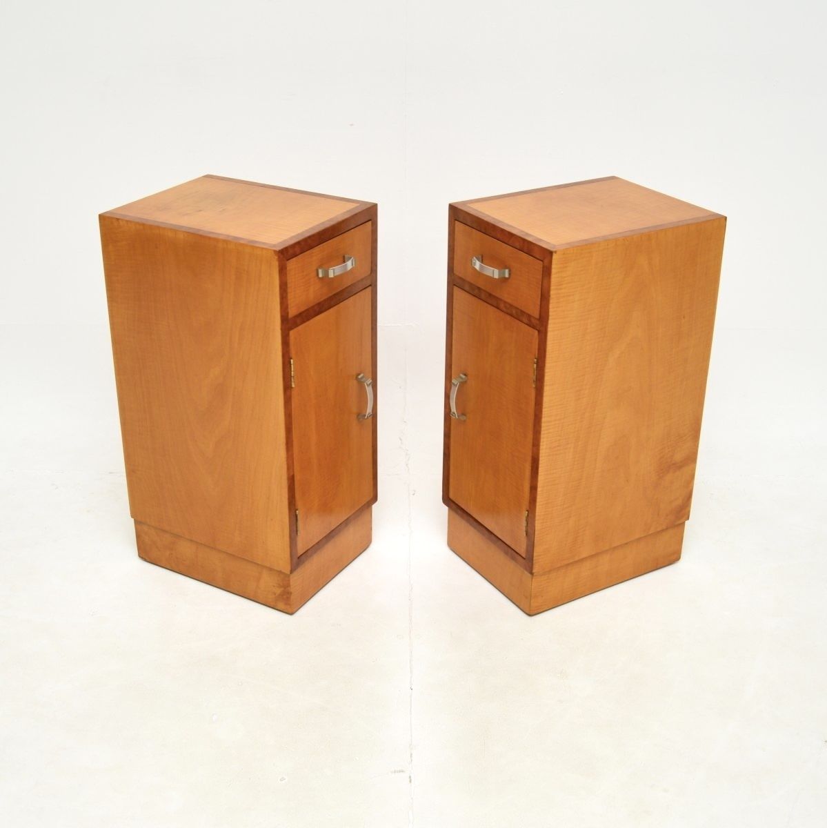 Pair Of Art Deco Satinwood And Walnut Bedside Cabinets photo 1430.0