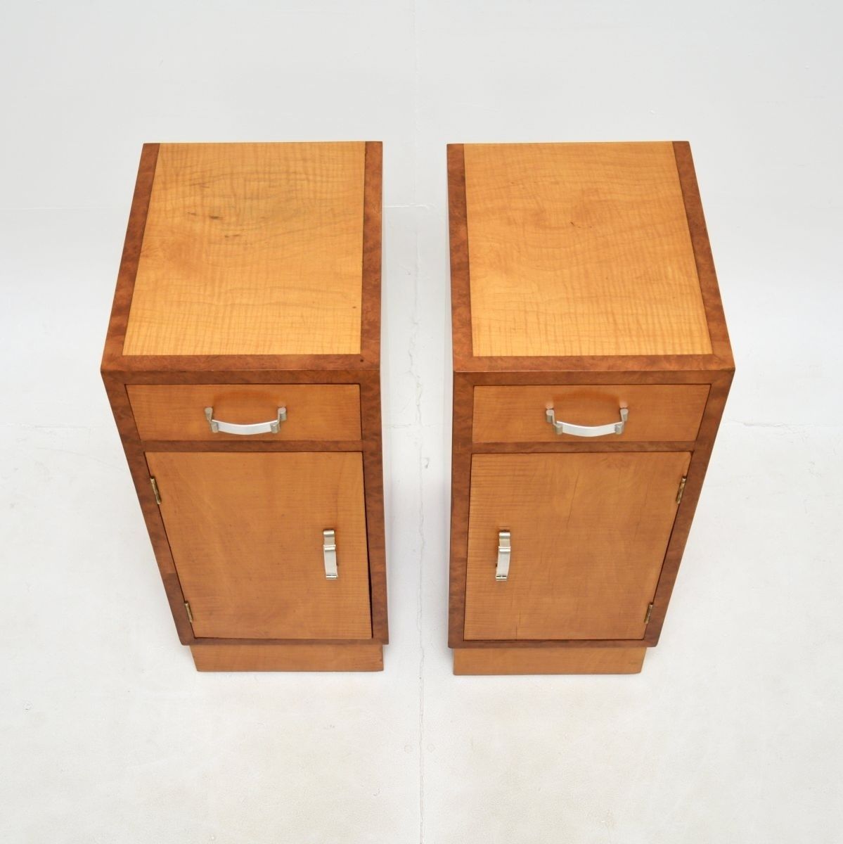 Pair Of Art Deco Satinwood And Walnut Bedside Cabinets photo buy