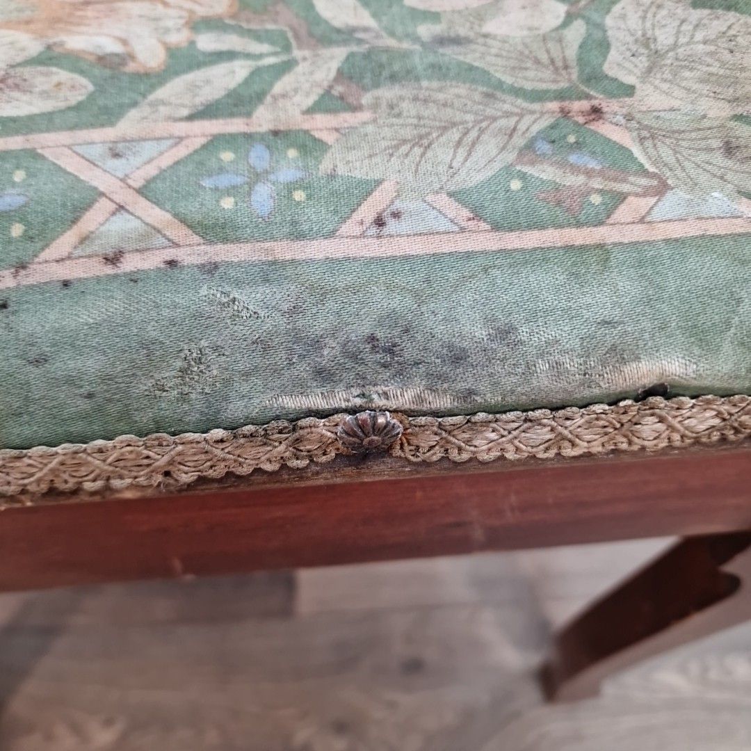 Antique Piano Stool Wooden Mahogany Upholstered Dressing Vanity Seat Storage photo 70.0