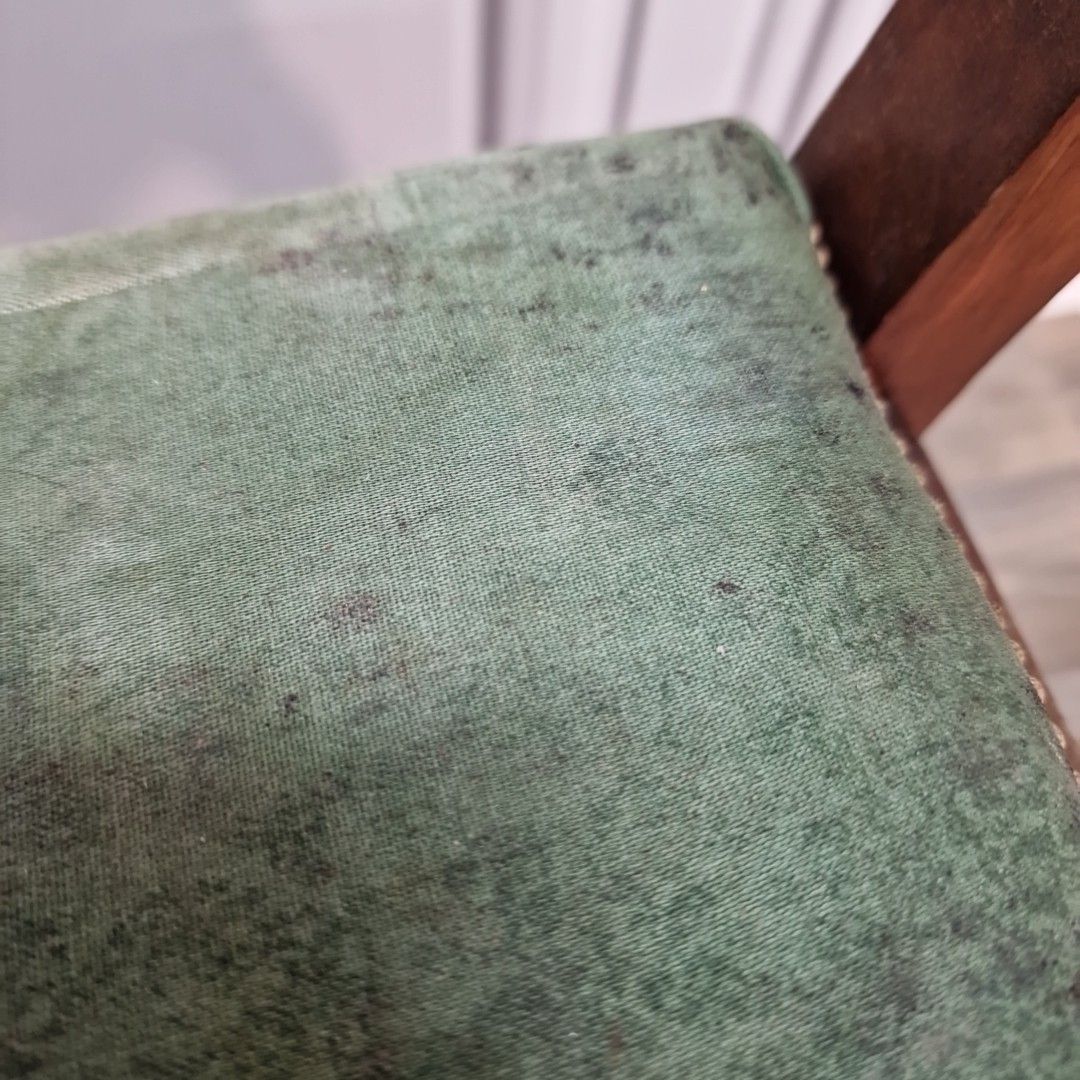 Antique Piano Stool Wooden Mahogany Upholstered Dressing Vanity Seat Storage photo vinterior