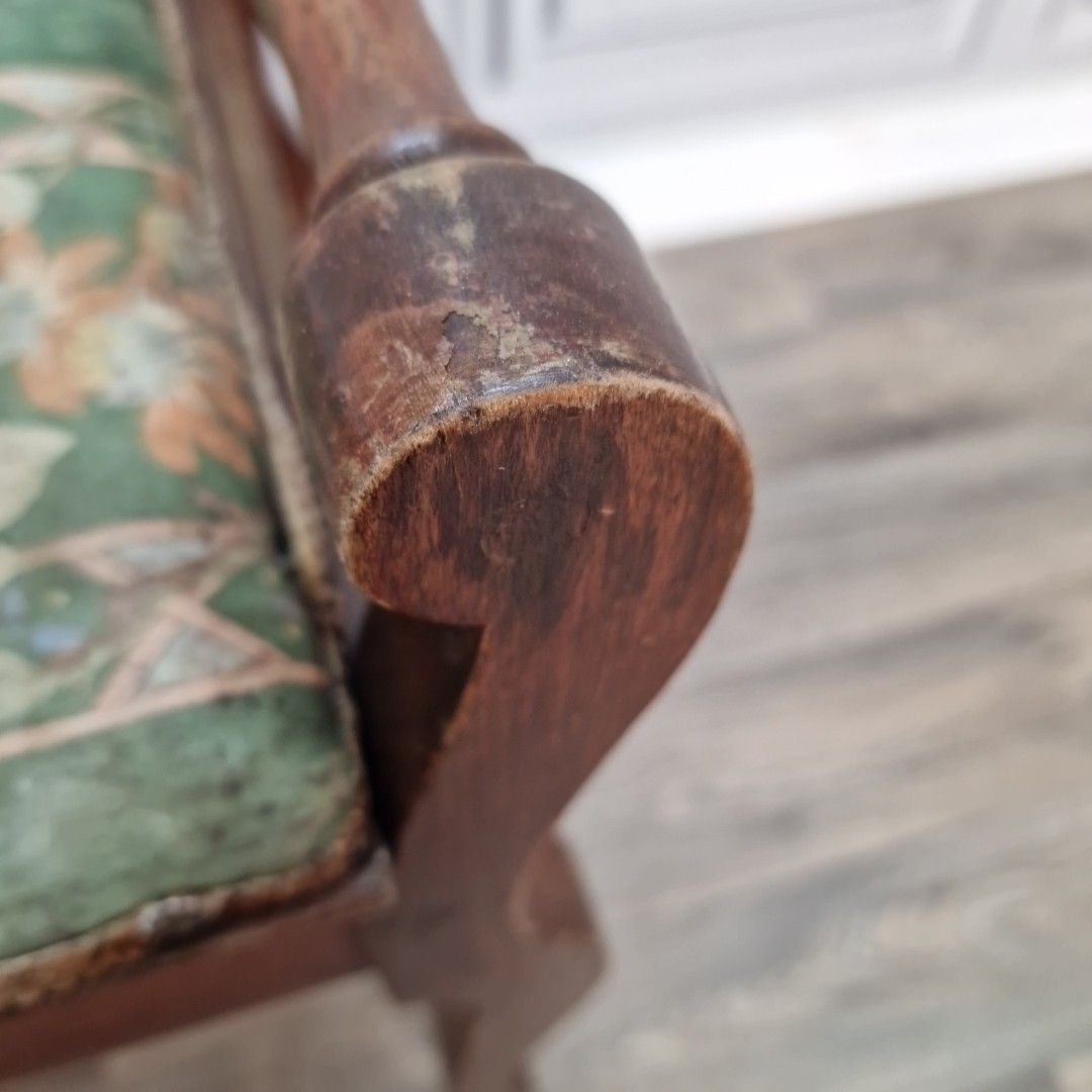 Antique Piano Stool Wooden Mahogany Upholstered Dressing Vanity Seat Storage photo vintage