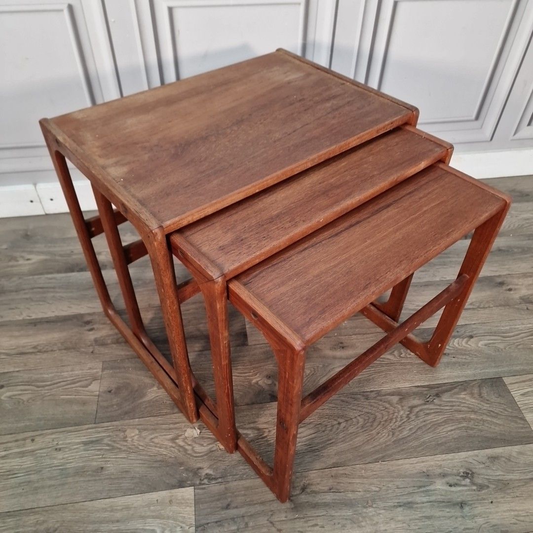 Vintage Nest Of Tables Mid Century Teak  Scandi Retro Side Nesting Tables Mcm photo furniture