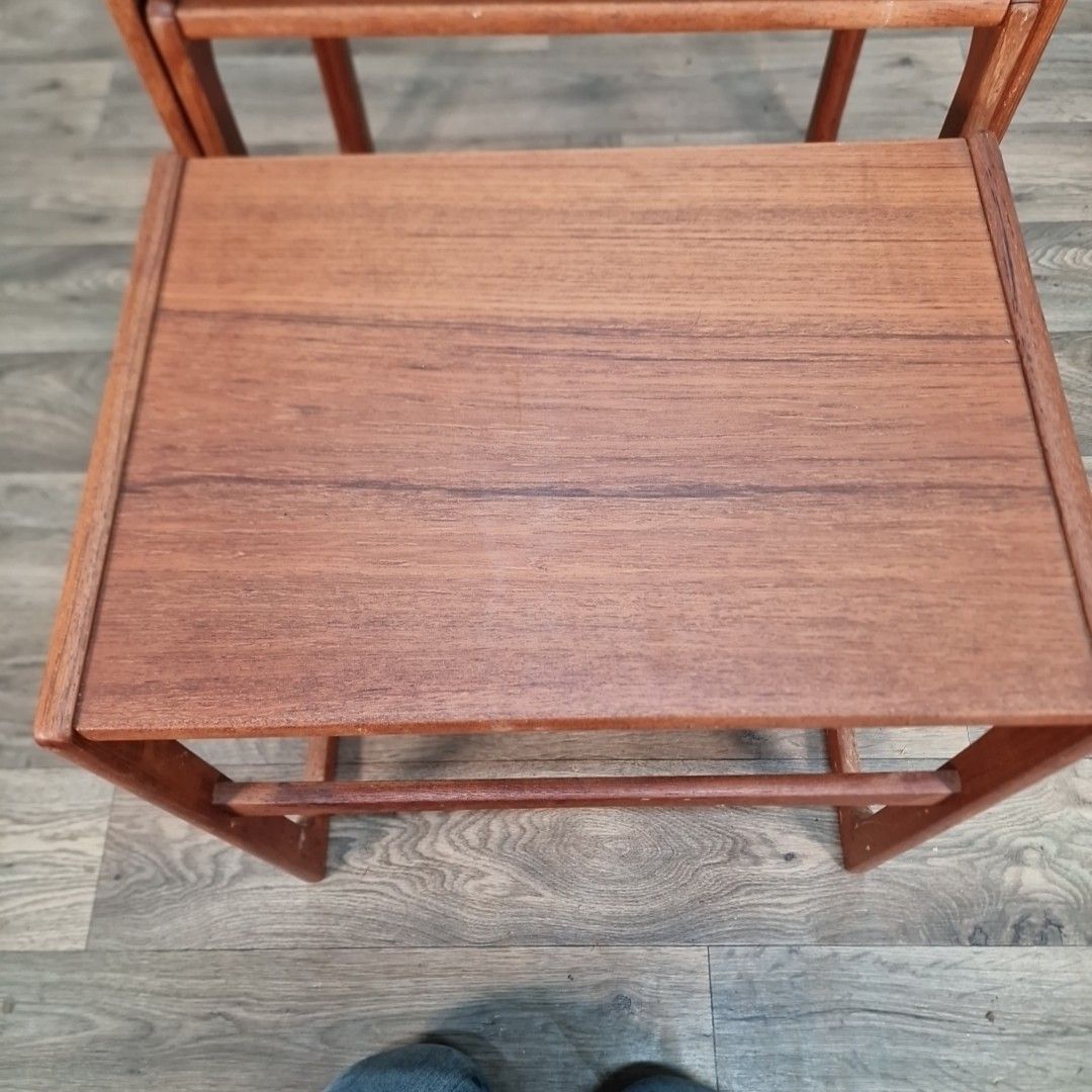 photo for sale Vintage Nest Of Tables Mid Century Teak  Scandi Retro Side Nesting Tables Mcm