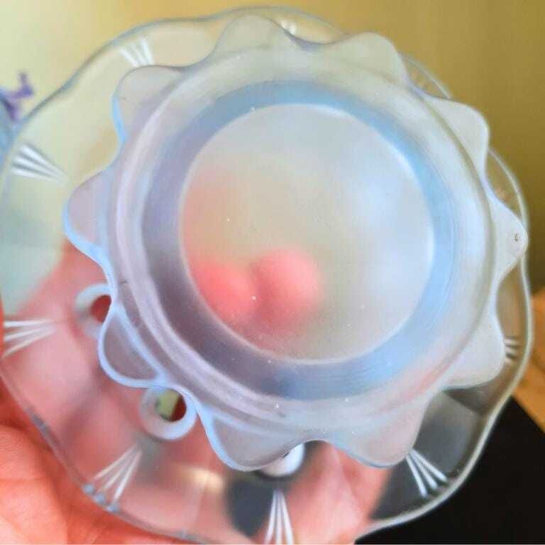 Art Deco Period Arabella Blue Frosted Glass Flower Frog By Walther & Söhne Made In Germany During The 1930s. Very Good Condition photo buy
