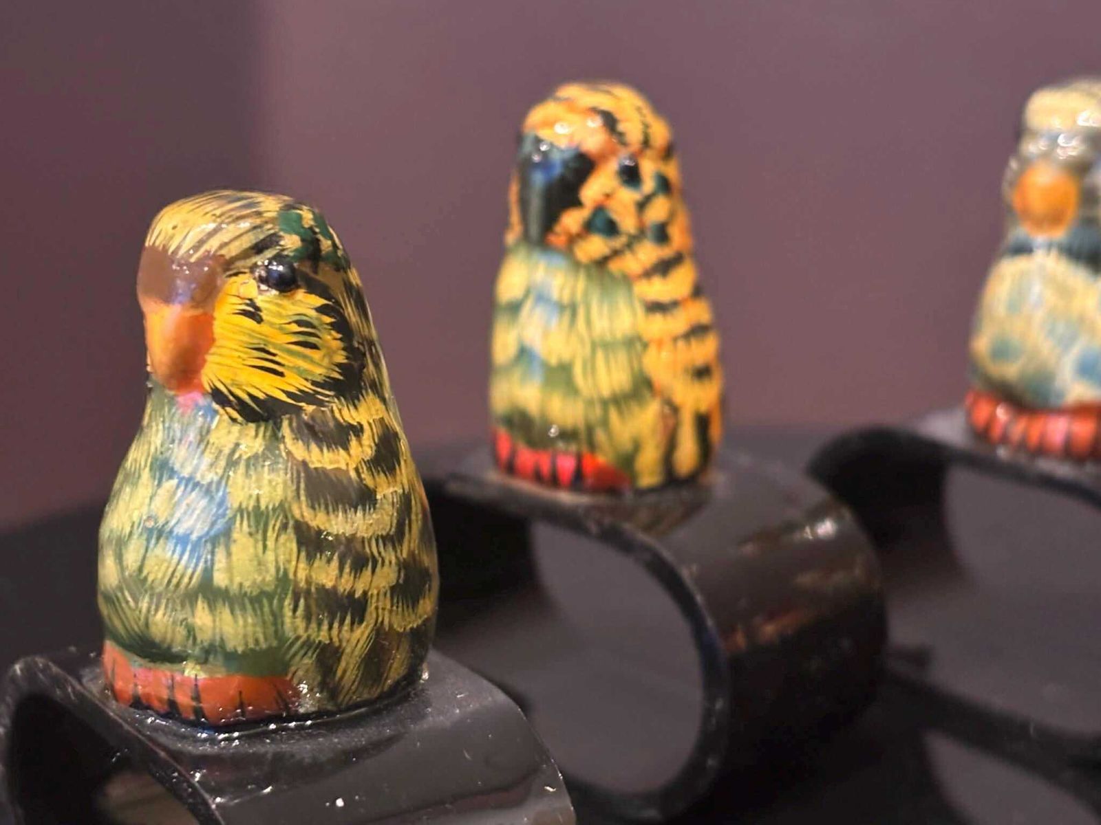 Vintage Handgeschilderde Servetringen Met Vogels/Papegaaien – Set photo 239.0