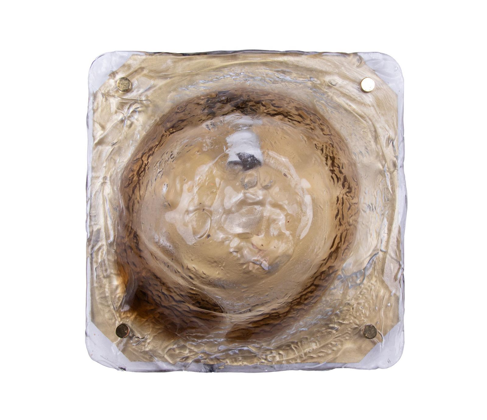 Amber Murano Flush Mount Glass & Brass In Zuccheri / Venini Style, Italy 1960x photo 2126.0