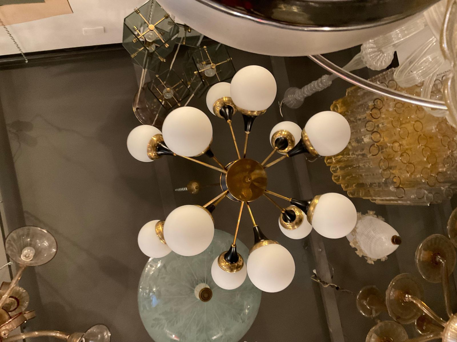 Stilnovo   12 Light Chandelier   Made In Italy 1950s photo buy