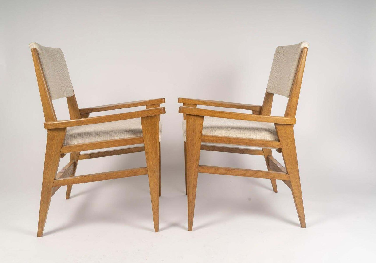 Pair Of 1950s Oak Armchairs, Convertible, Two Seat Heights. photo buy