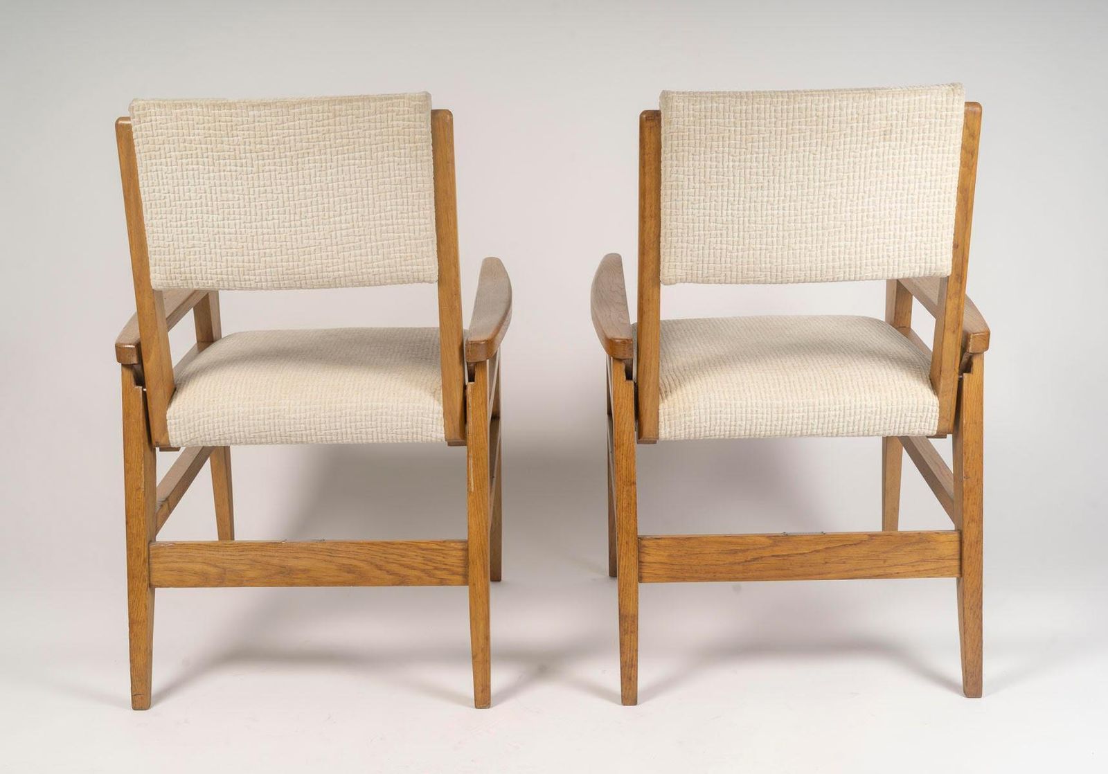 Pair Of 1950s Oak Armchairs, Convertible, Two Seat Heights. photo vintage