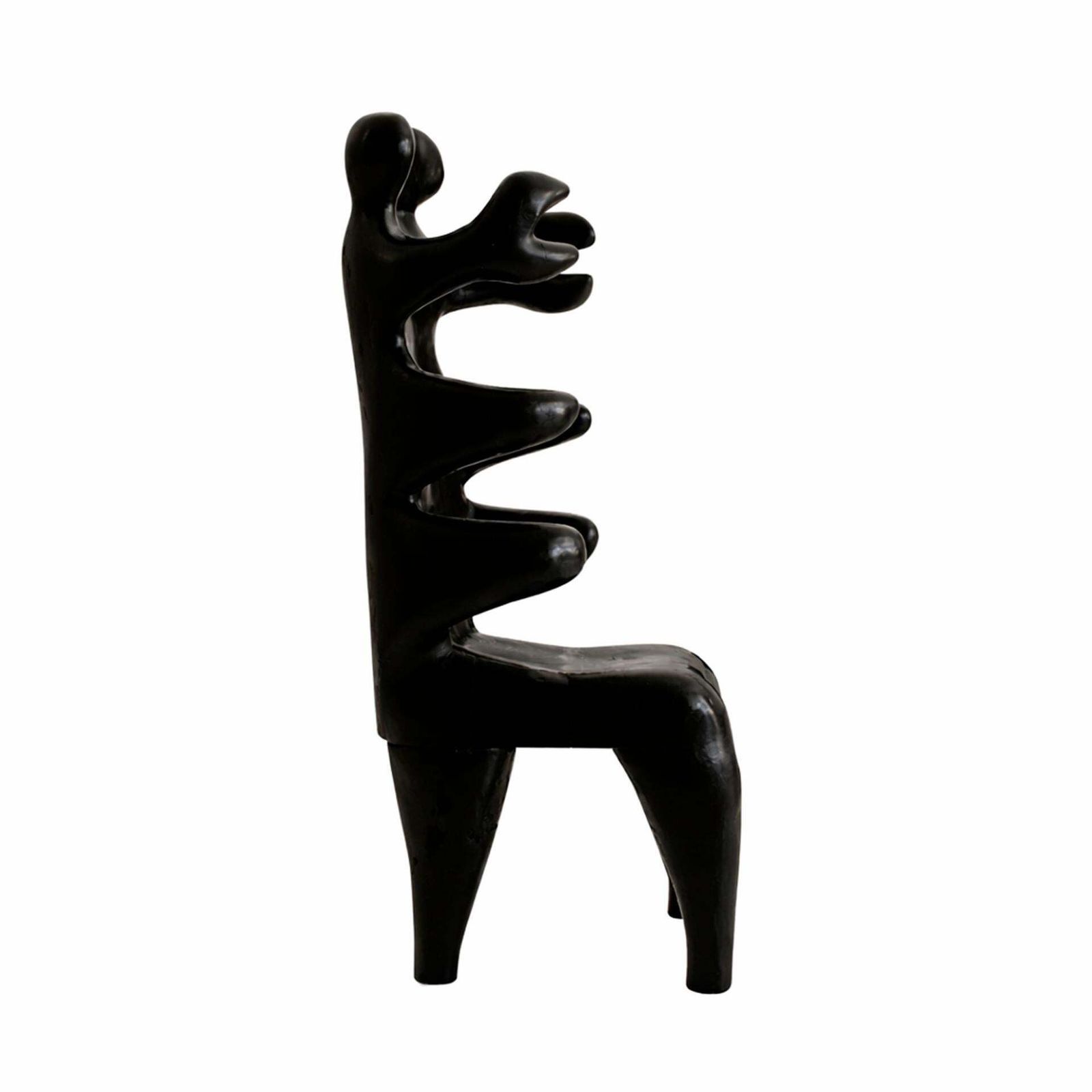 20th Century Paul Covaci Sculptural Black Solid Wood Romanian 1980s Armchair photo for sale