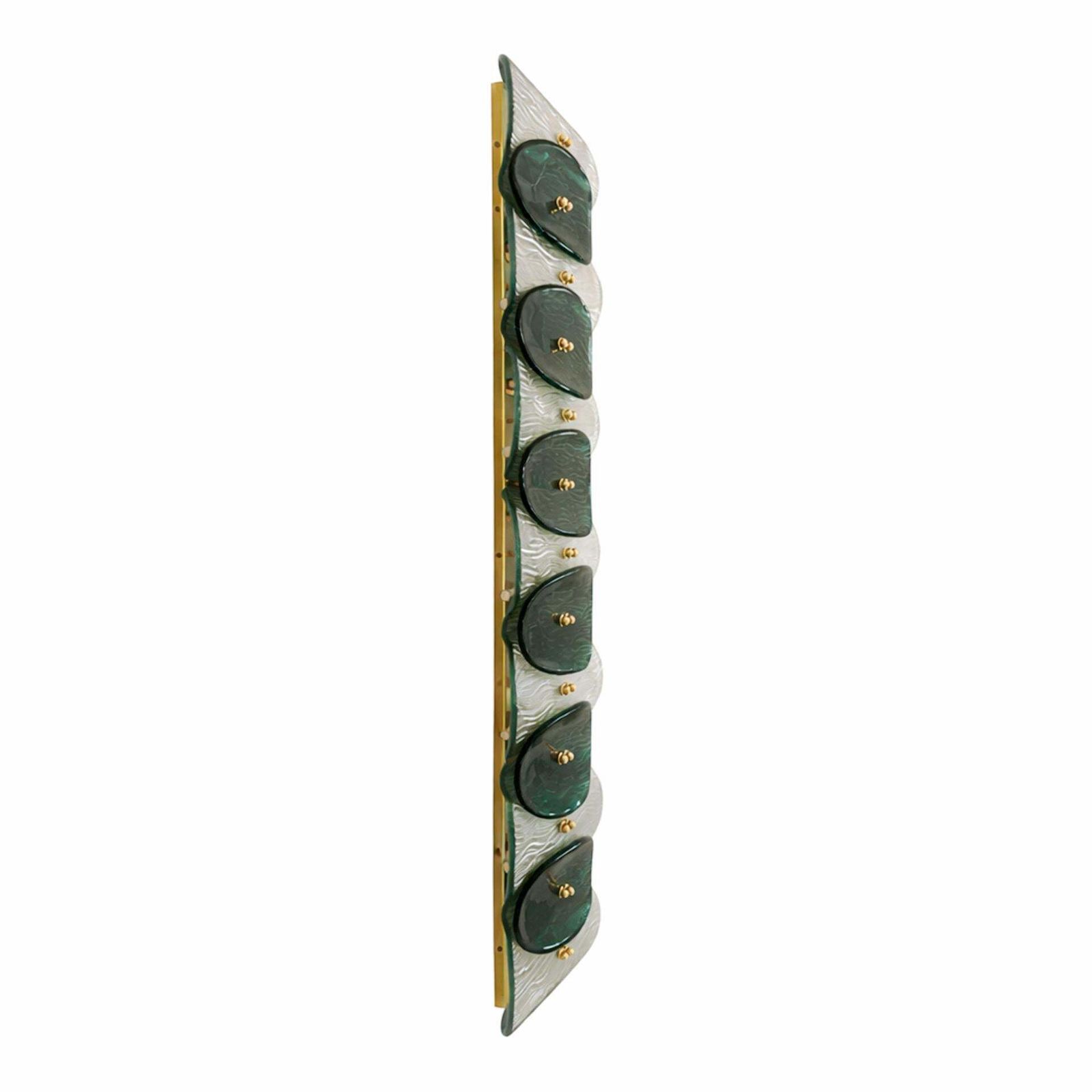 Mid Modern Style Green And White Murano Glass And Brass Italian Wall Sconces photo Lighting