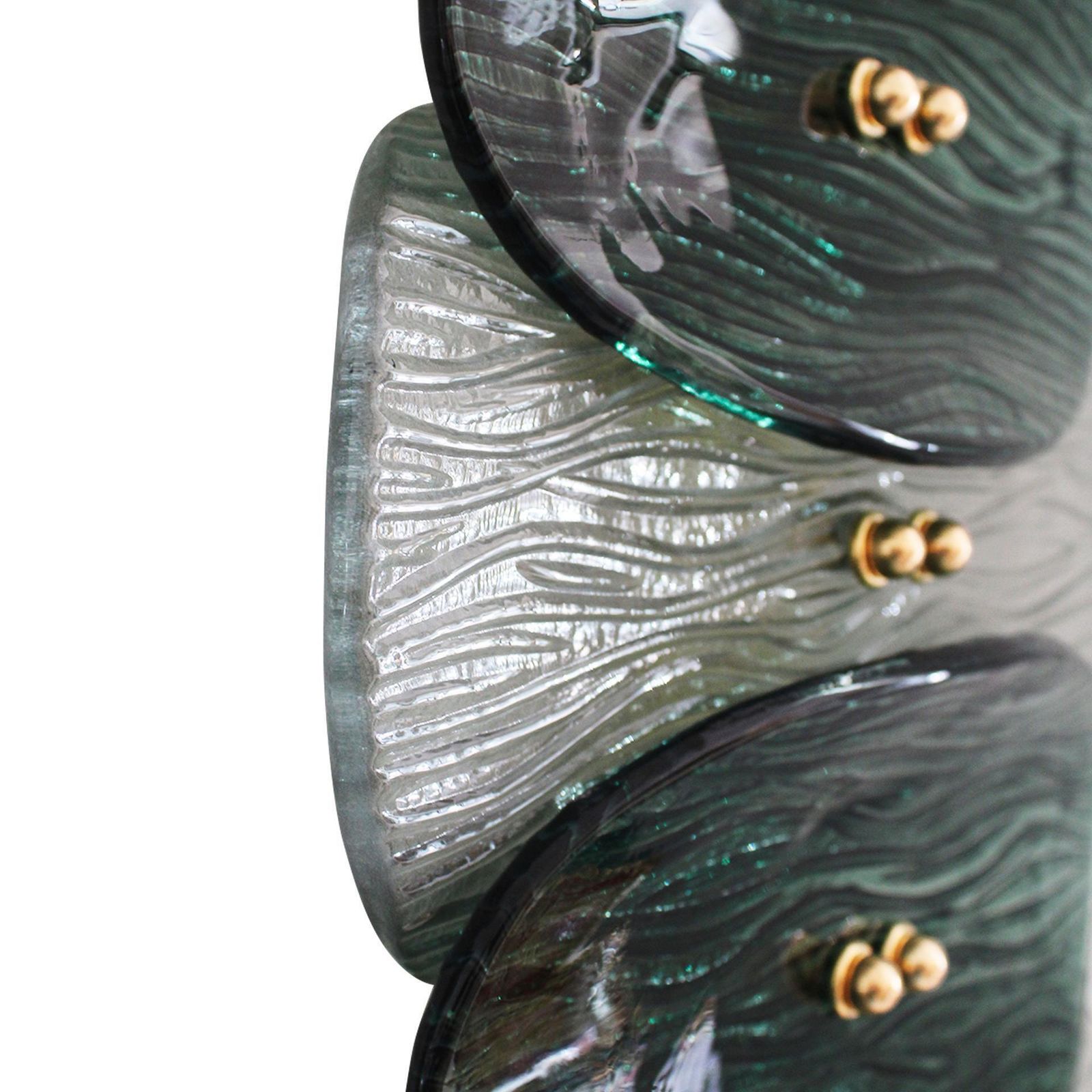 Mid Modern Style Green And White Murano Glass And Brass Italian Wall Sconces photo vinterior