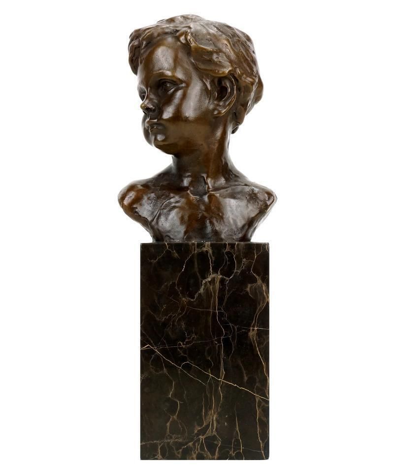 Art Nouveau Style Brown Patinated Bronze Bust Of Boy photo furniture