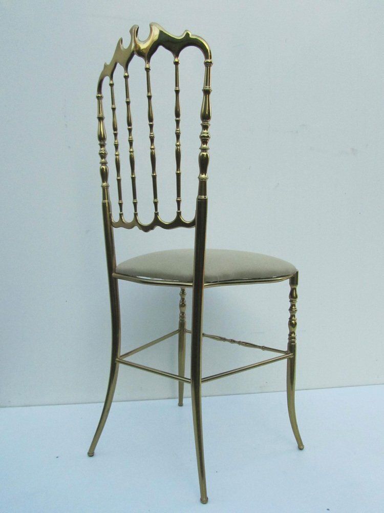 Italian Side Chair In Golden Brass By Giuseppe Gaetano Descalzi For Chiavari, 1950s photo 408.0