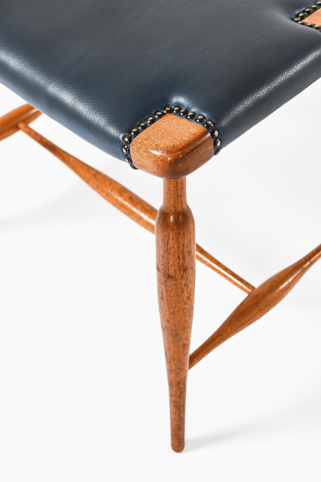 Stool In Mahogany, Brass And Leather By Josef Frank, 1950s photo 5978.0