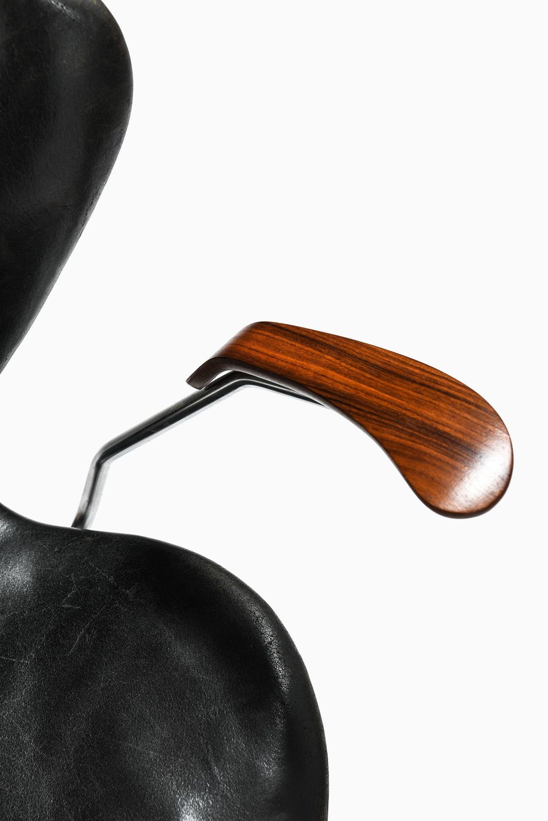 photo for sale Office Chair In Leather, Steel And Rosewood By Arne Jacobsen, 1967