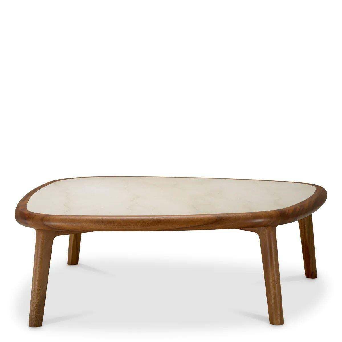 Wooden Coffee Table With Caramel Coloured Wood Finish And Beige Marble Top photo buy