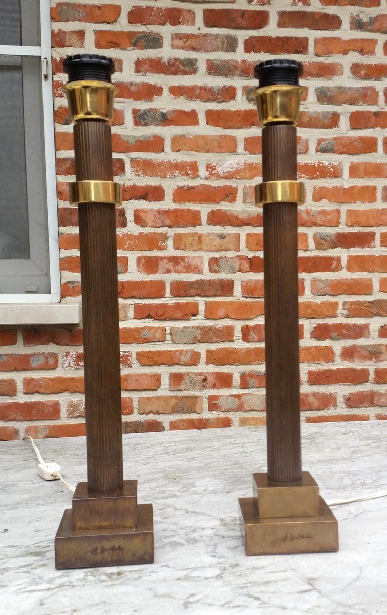 Vintage Bronze Table Lamps By Jean Charles, 1970s, Set Of 2 photo Lighting