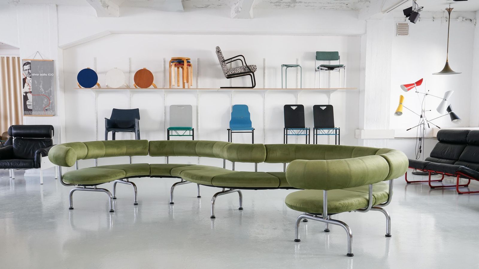 photo for sale Rare Snake Shaped Sofa, Johannes Foersom & Peter Hiort Lorenzen, Erik Jørgensen