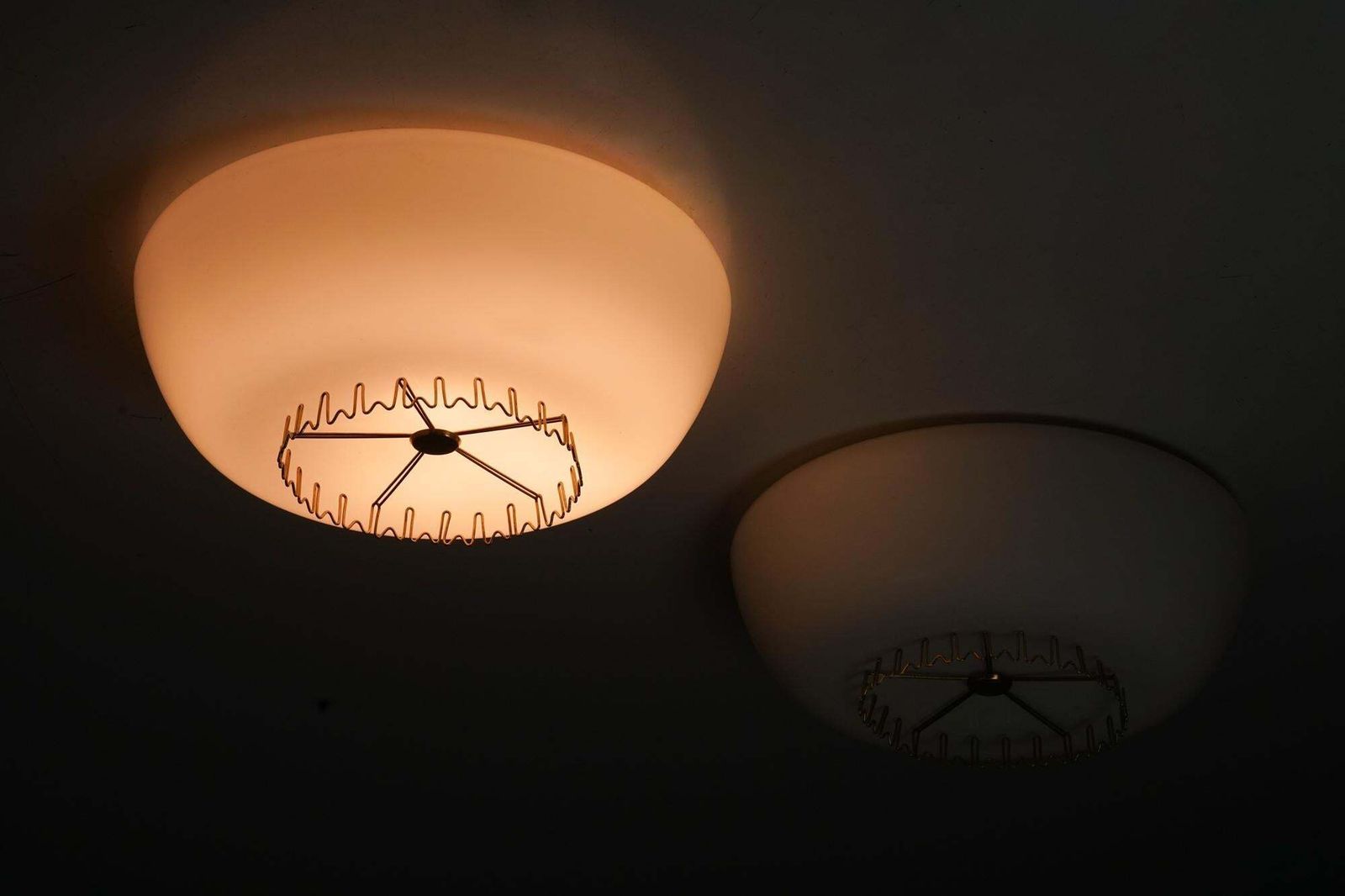 Pair Of Model 1116 Flush Mounts, Lisa Johansson Pape, Orno Oy, 1950s photo Lighting