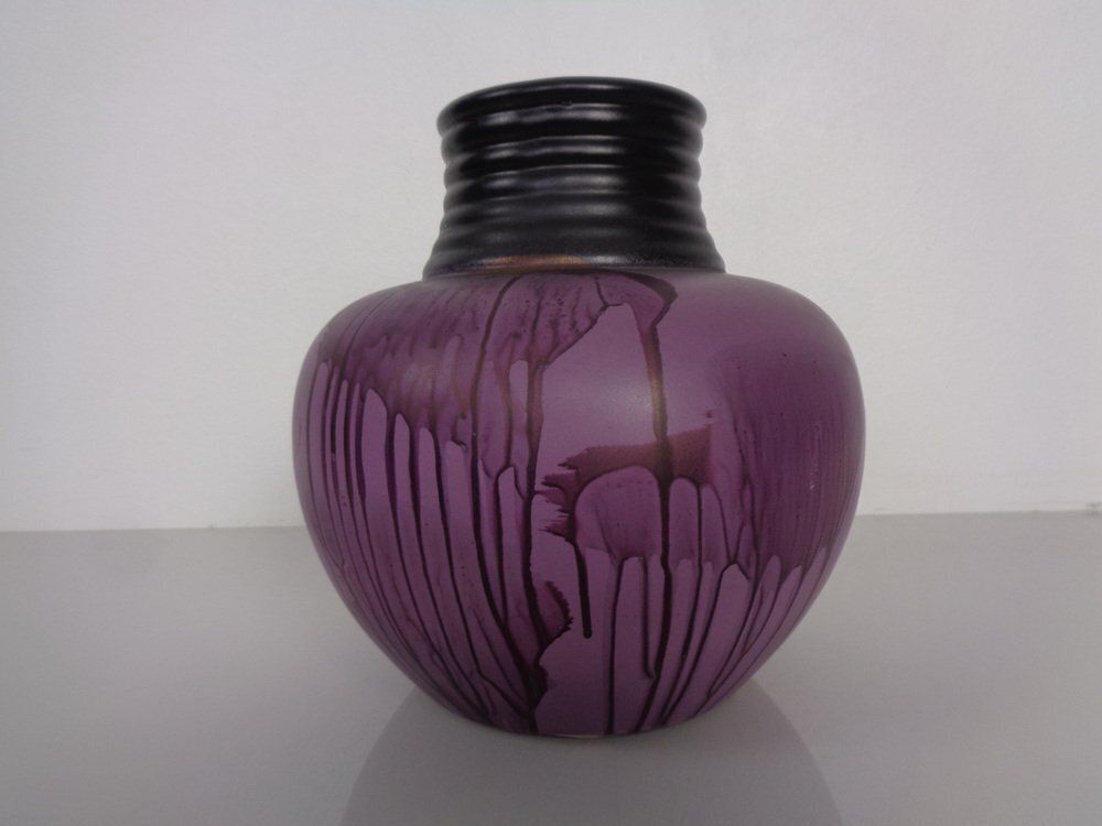 Purple Es Ceramic Vase From Emons & Söhne, Germany, 1970s photo vinterior