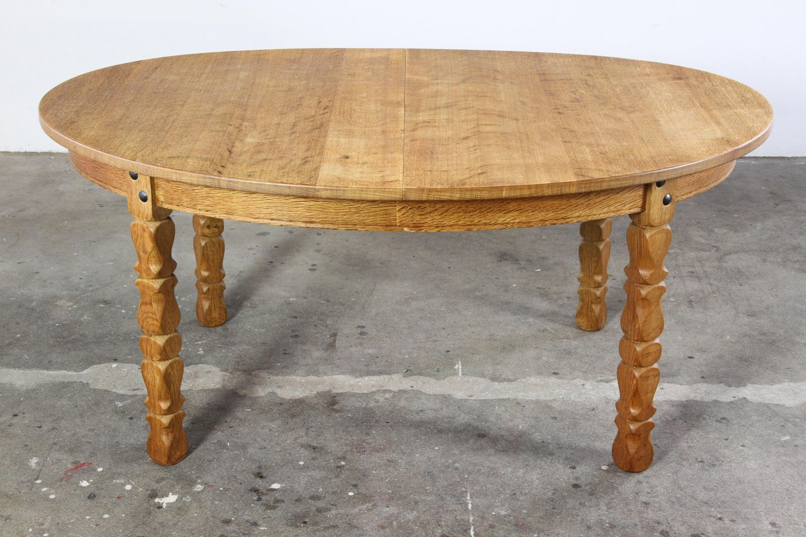 Furniture Vintage Oval Danish Oak Dining Room Table, H. Kjærnulf Style, 1960s photo
