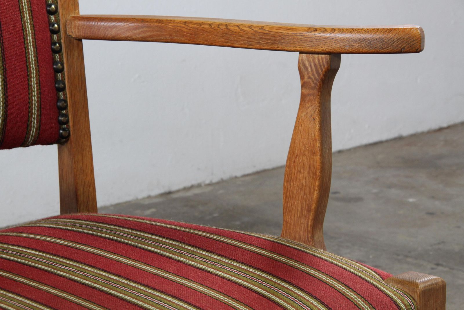 Vintage Danish Brutalist Oak Armchair In The Style Of Henning Kjærnulf, 1960s photo vinterior