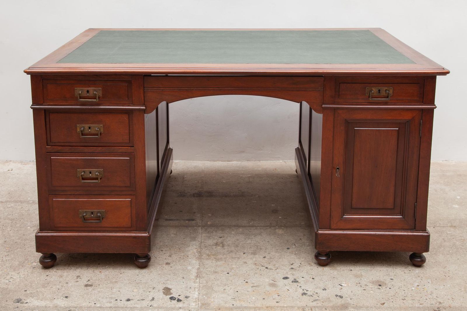 photo for sale Antique English Secretary Desk, Leather Inlay, 1900