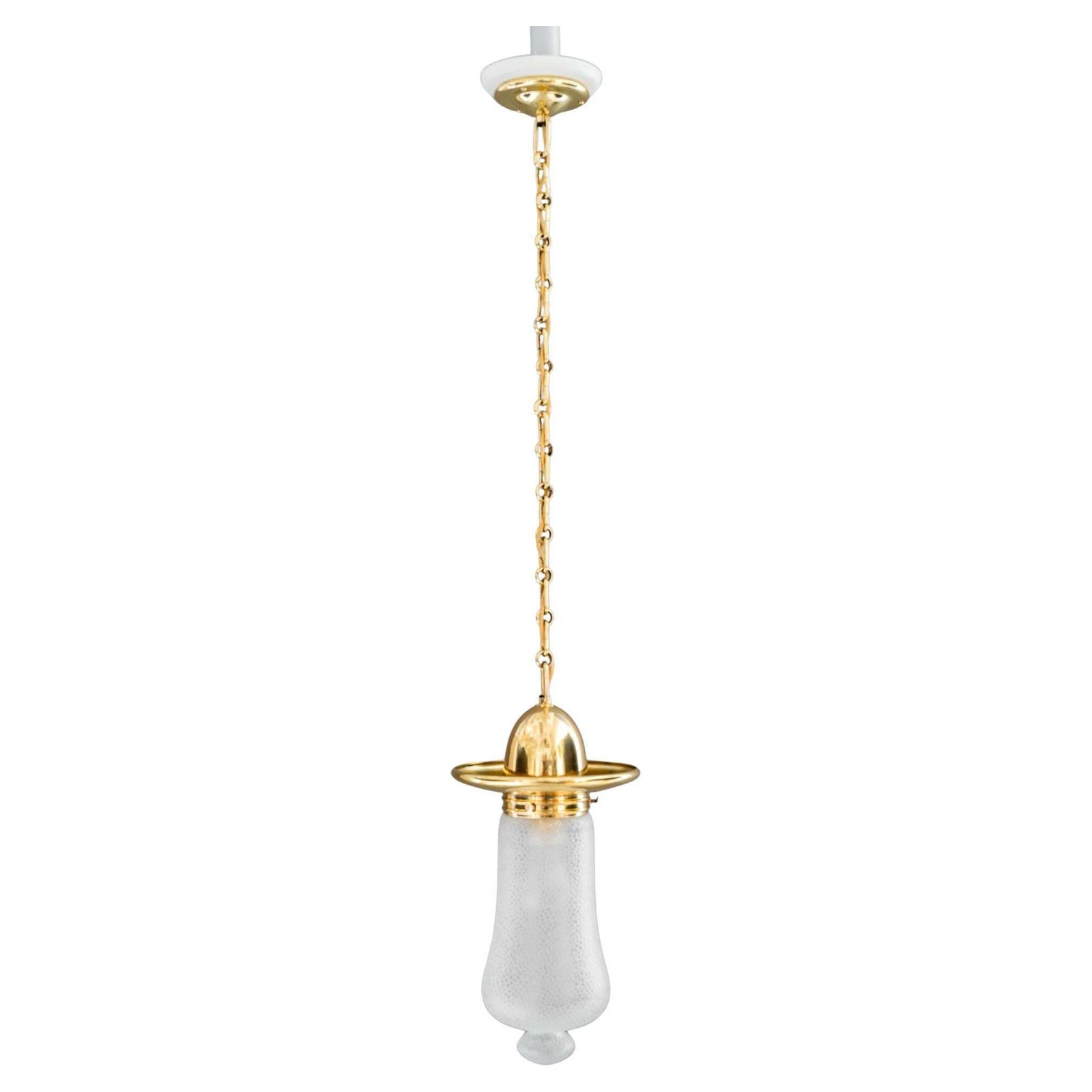 Art Deco Hanging Pendant With Original Glass Shade Vienna Around 1920s