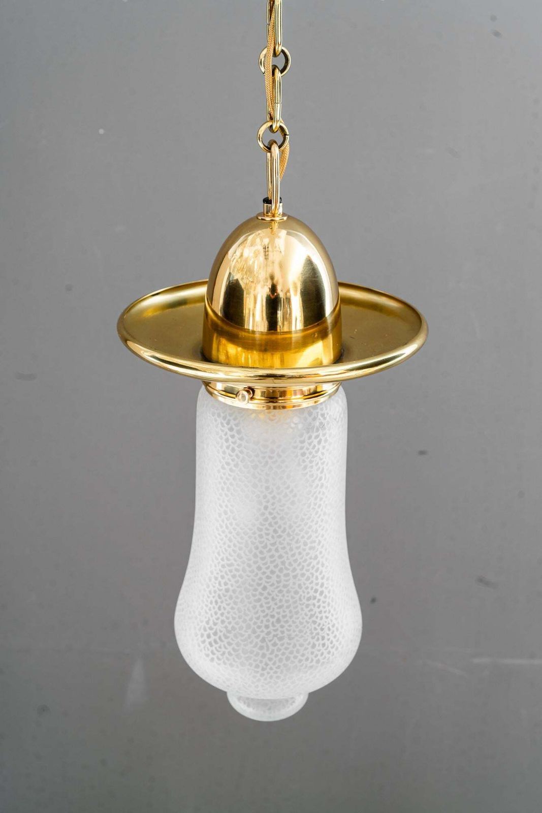 Art Deco Hanging Pendant With Original Glass Shade Vienna Around 1920s photo for sale