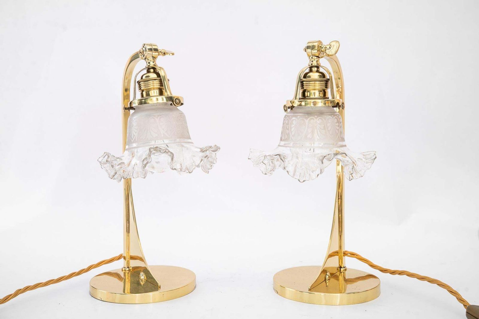 2x Art Deco Table Lamps With Original Antique Glass Shades Vienna Around 1920s photo furniture