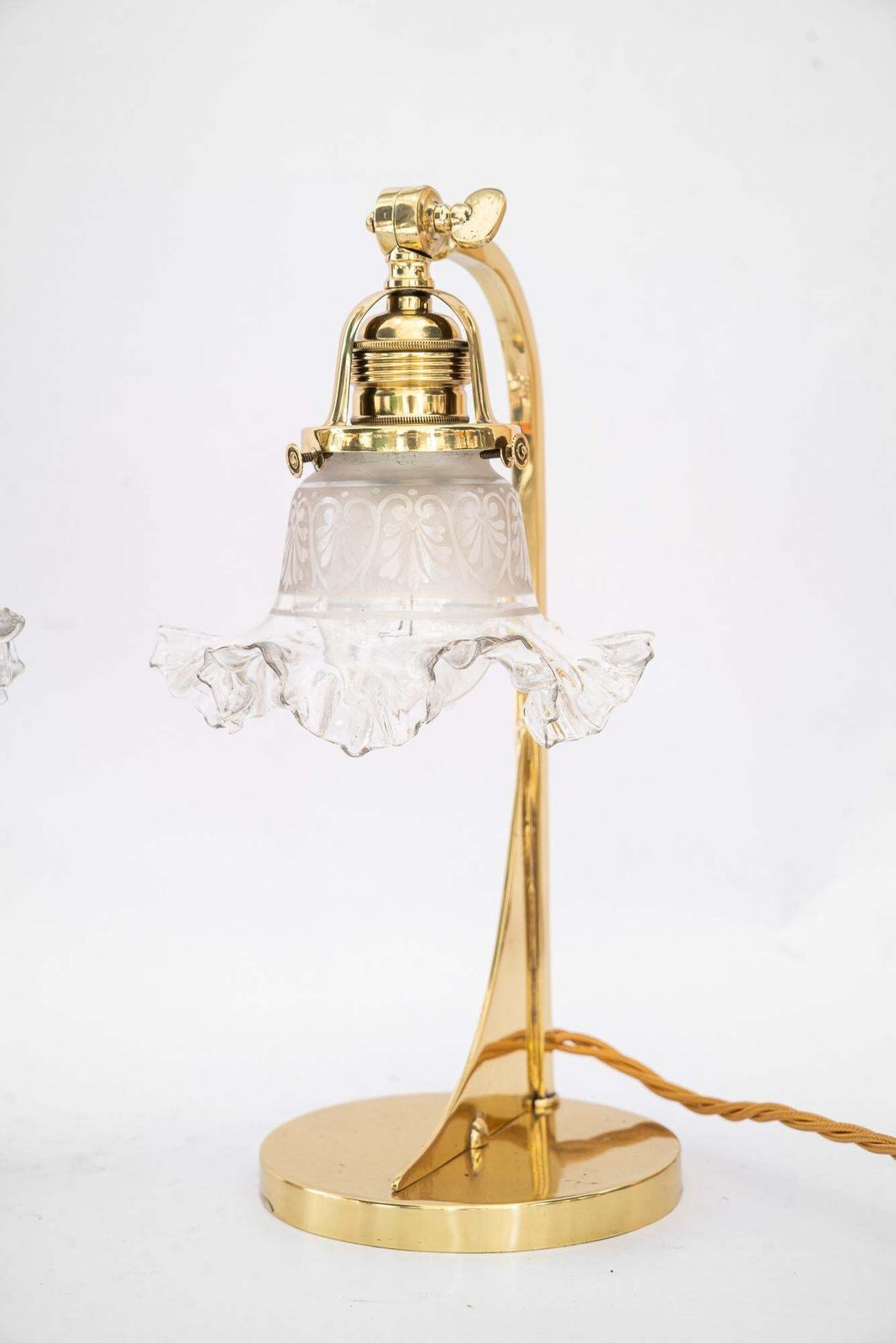 2x Art Deco Table Lamps With Original Antique Glass Shades Vienna Around 1920s photo Lighting